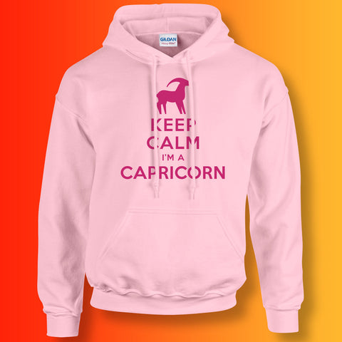 Keep Calm I'm a Capricorn Hoodie Light Pink
