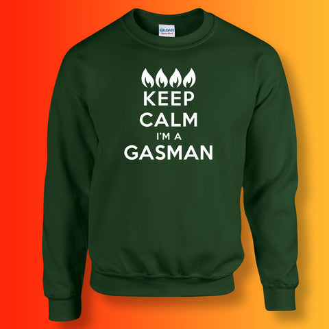 Keep Calm I'm a Gasman Sweater Forest Green