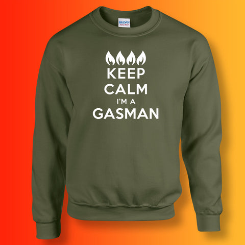 Keep Calm I'm a Gasman Sweater Military Green