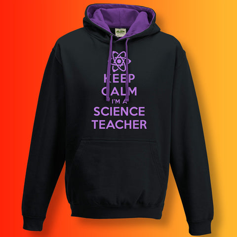 Keep Calm I'm a Science Teacher Contrast Hoodie Black Purple