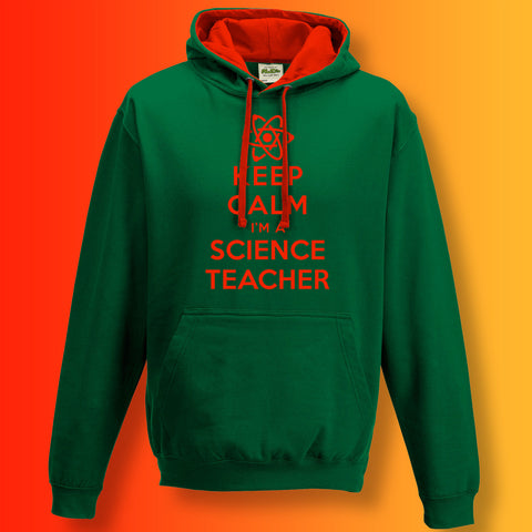 Keep Calm I'm a Science Teacher Contrast Hoodie Green Red