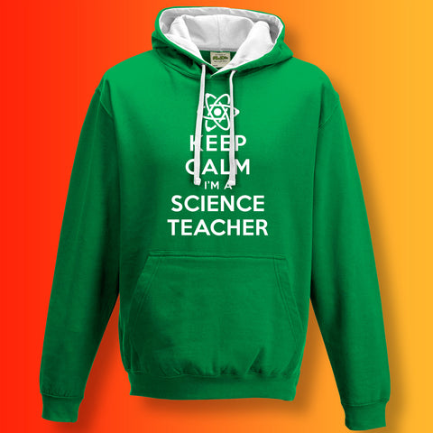 Keep Calm I'm a Science Teacher Contrast Hoodie Green White