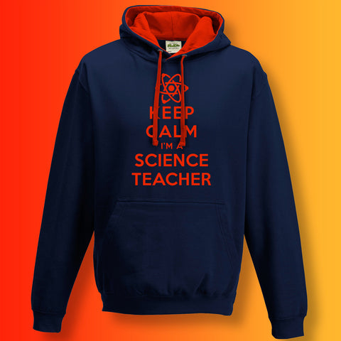Keep Calm I'm a Science Teacher Contrast Hoodie Navy Red