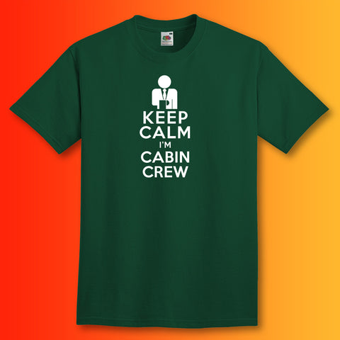 Keep Calm I'm Cabin Crew T-Shirt Bottle Green