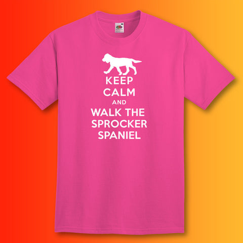 Keep Calm and Walk The Sprocker Spaniel T-Shirt Fuchsia