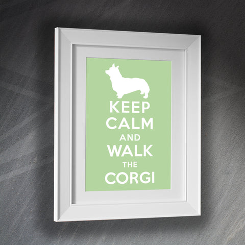 Keep Calm and Walk The Corgi Framed Print