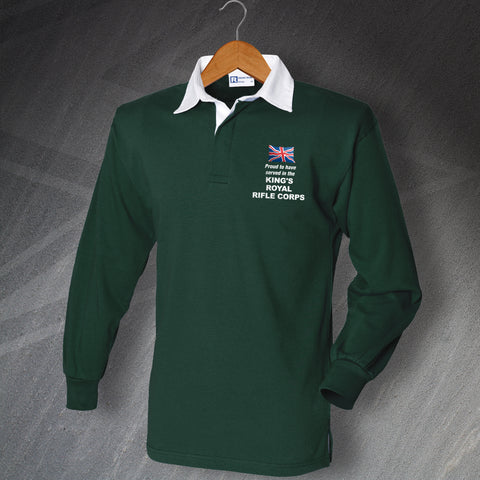 King's Royal Rifle Corps Rugby Shirt Embroidered Long Sleeve Proud to Have Served
