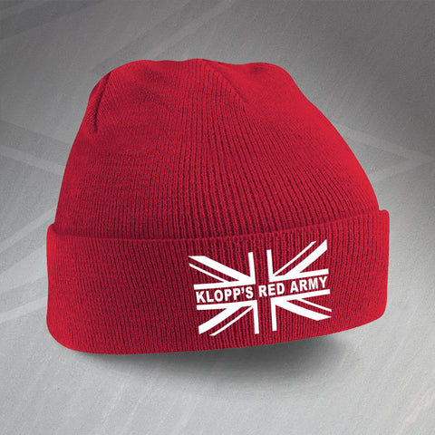 Liverpool Football Beanie Hat Embroidered Klopp's Red Army Union Jack