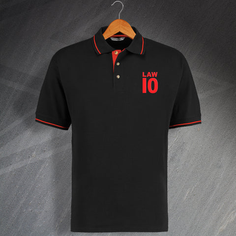 Law 10 Embroidered Contrast Polo Shirt