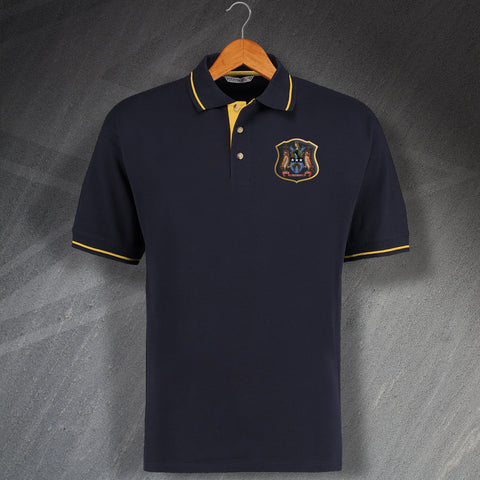 Retro Leeds City 1900s Embroidered Contrast Polo Shirt
