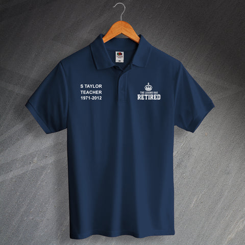 Retirement Polo Shirt Personalised The Legend Has Retired