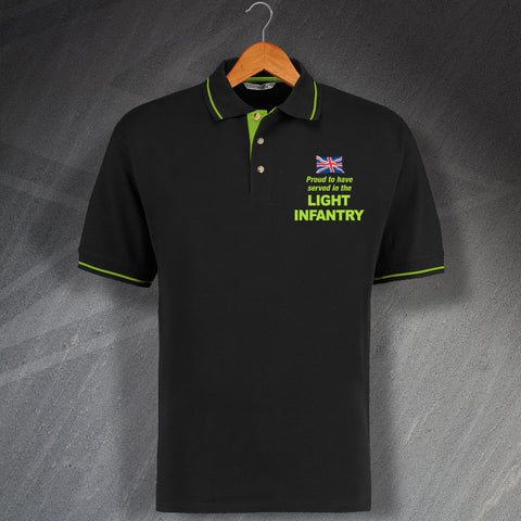 Proud to Have Served In The Light Infantry Embroidered Contrast Polo Shirt
