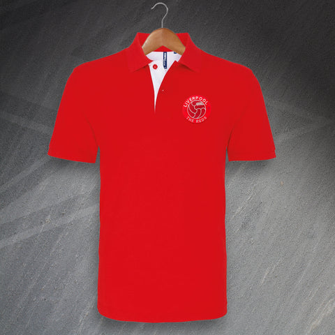 Liverpool Old School Ball Embroidered Classic Fit Contrast Polo Shirt