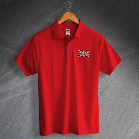 Liverpool Football Polo Shirt Embroidered Union Jack & European Stars