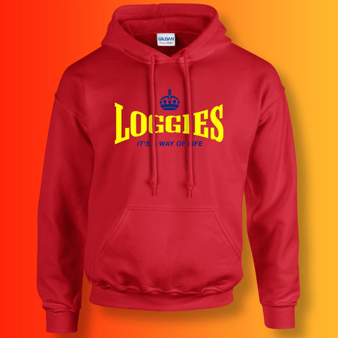 Loggies Hoodie with It's a Way of Life Design Red