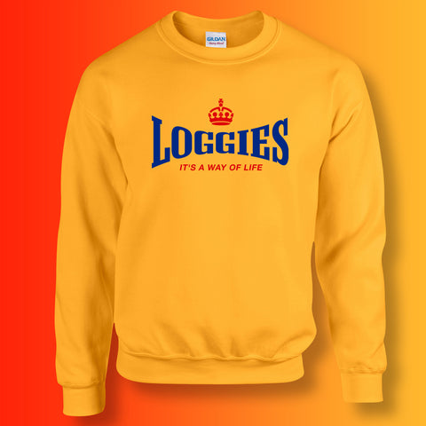 Loggies Sweater with It's a Way of Life Design Gold