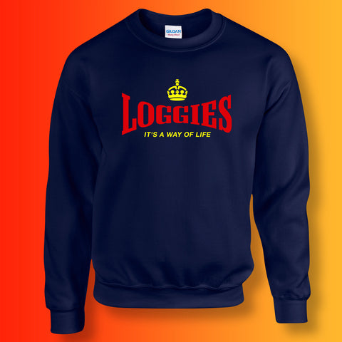 Loggies Sweater with It's a Way of Life Design Navy