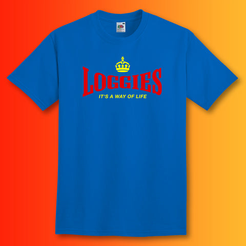Loggies T-Shirt with It's a Way of Life Design Royal Blue