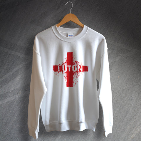 Luton Football Sweatshirt Grunge Flag of England