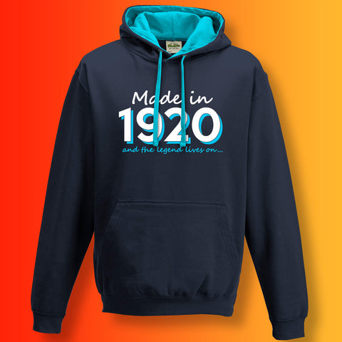 Made In 1920 and The Legend Lives On Unisex Contrast Hoodie
