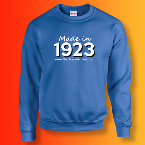 Made In 1923 and The Legend Lives On Sweater Royal Blue