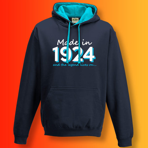 Made In 1924 and The Legend Lives On Unisex Contrast Hoodie