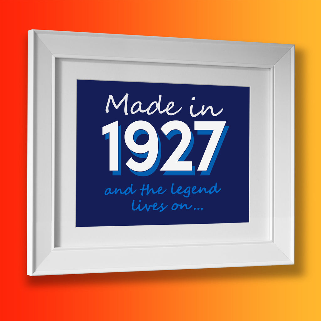 Made In 1927 and The Legend Lives On Framed Print Navy