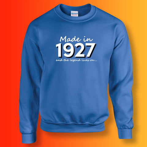 Made In 1927 and The Legend Lives On Sweater Royal Blue
