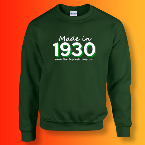 Made In 1930 and The Legend Lives On Sweater Bottle Green