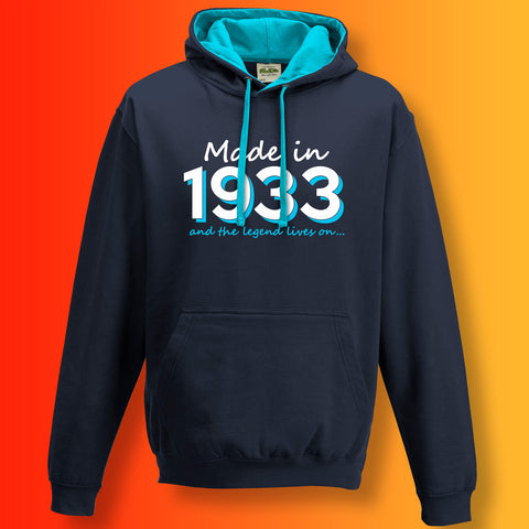 Made In 1933 and The Legend Lives On Unisex Contrast Hoodie