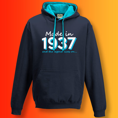 Made In 1937 and The Legend Lives On Unisex Contrast Hoodie