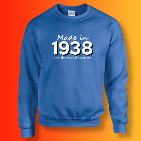 Made In 1938 and The Legend Lives On Sweater Royal Blue