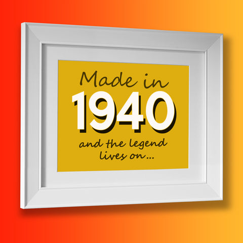 Made In 1940 and The Legend Lives On Framed Print Sunflower