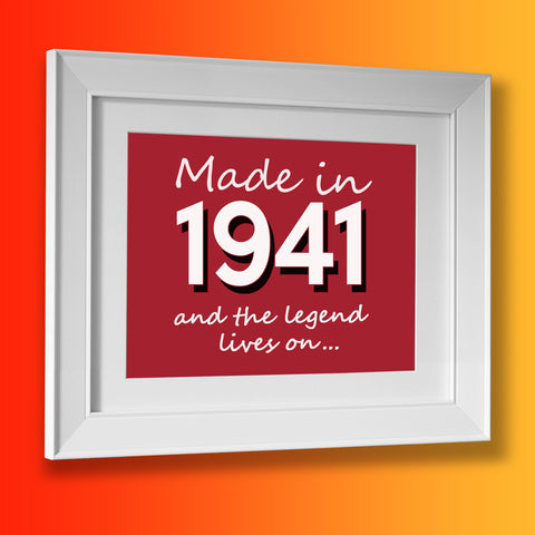 Made In 1941 and The Legend Lives On Framed Print Bottle Green