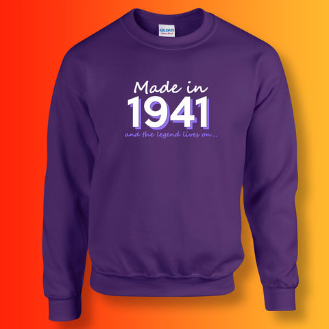 Made In 1941 and The Legend Lives On Sweater Purple