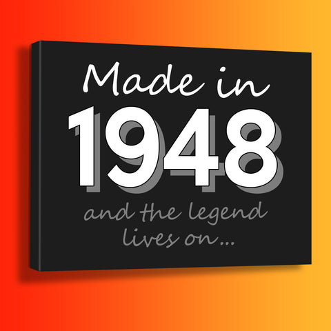 Made In 1948 and The Legend Lives On Canvas Print Azure