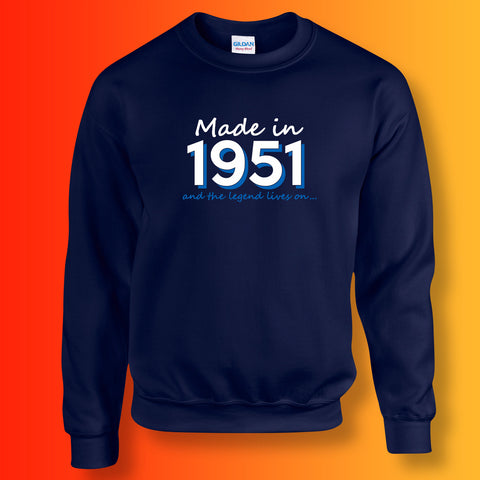 Made In 1951 and The Legend Lives On Sweater Navy