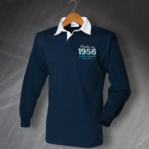 Made in 1956 and The Legend Lives On Embroidered Long Sleeve Rugby Shirt