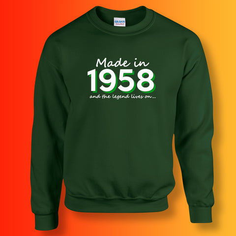 Made In 1958 and The Legend Lives On Sweater Bottle Green