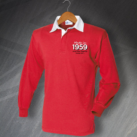 1959 Long Sleeve Rugby Shirt Embroidered Made in 1959 and The Legend Lives On