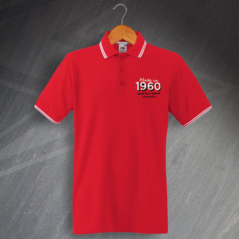 Made in 1960 and The Legend Lives On Embroidered Tipped Polo Shirt