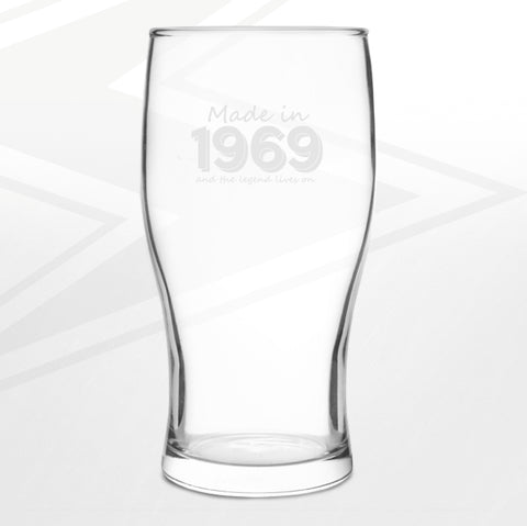 1969 Pint Glass Engraved Made in 1969 and The Legend Lives On
