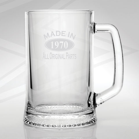 1970 Glass Tankard Engraved Made in 1970 All Original Parts