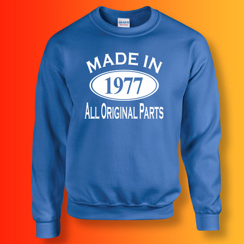 Made In 1977 All Original Parts Sweater Royal Blue
