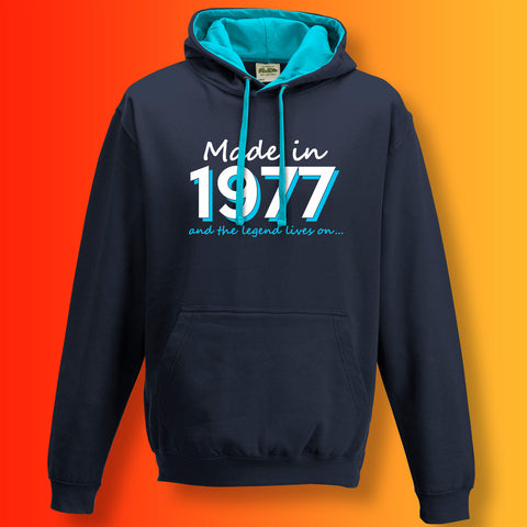 Made In 1977 and The Legend Lives On Unisex Contrast Hoodie