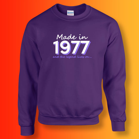 Made In 1977 and The Legend Lives On Sweater Purple
