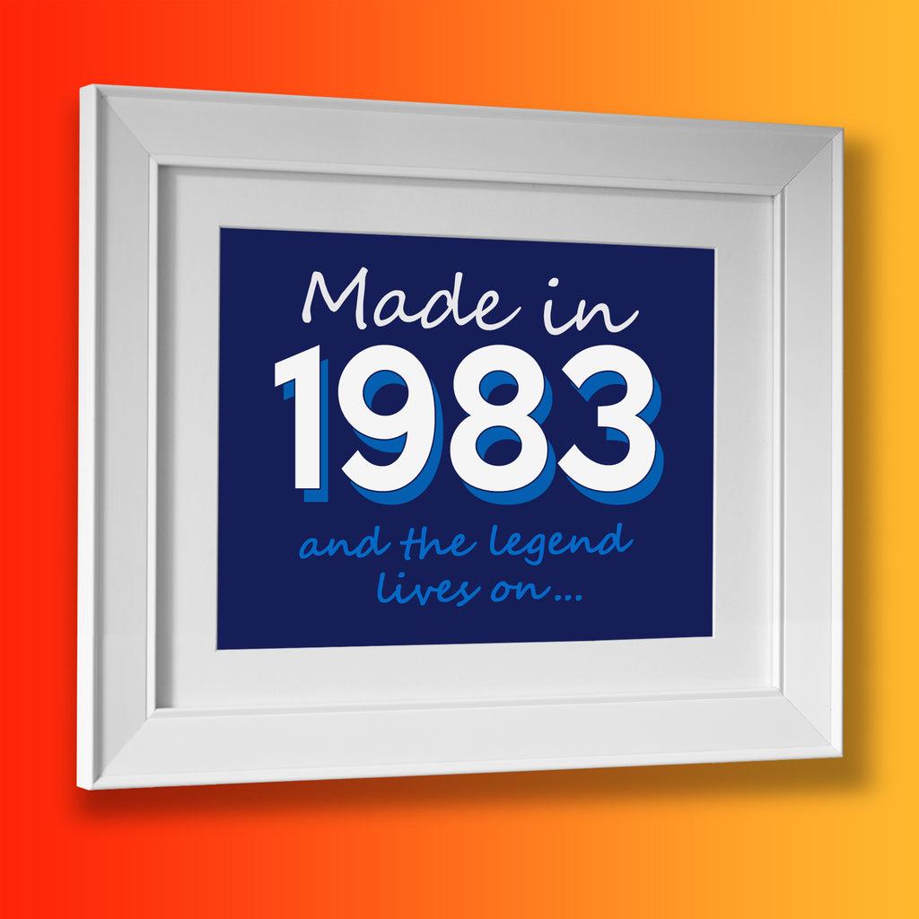 Made In 1983 and The Legend Lives On Framed Print Navy