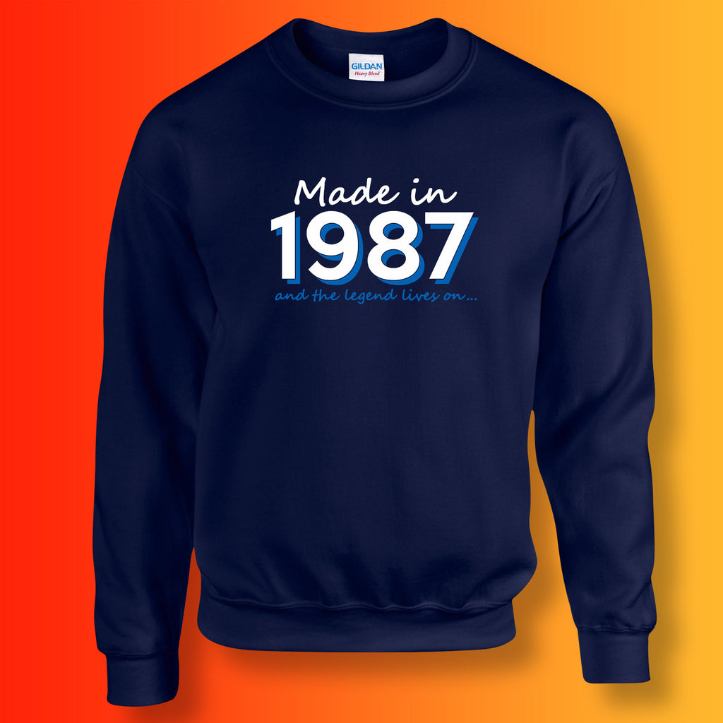 Made In 1987 and The Legend Lives On Sweater Navy