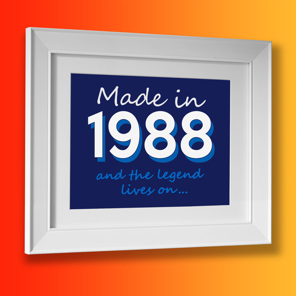 Made In 1988 and The Legend Lives On Framed Print Navy