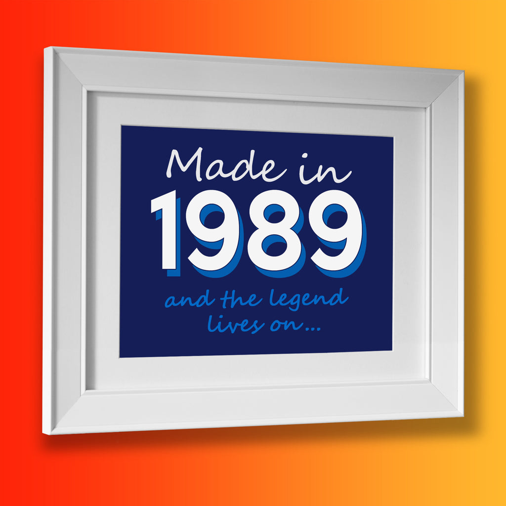Made In 1989 and The Legend Lives On Framed Print Navy